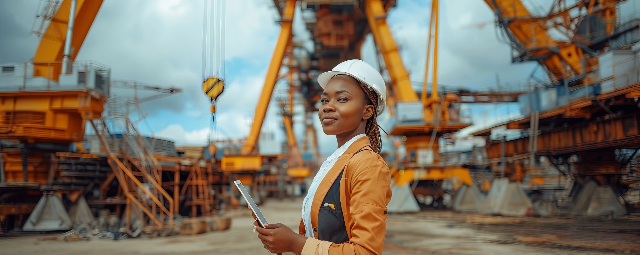 Woman professional working in a major industrial environment